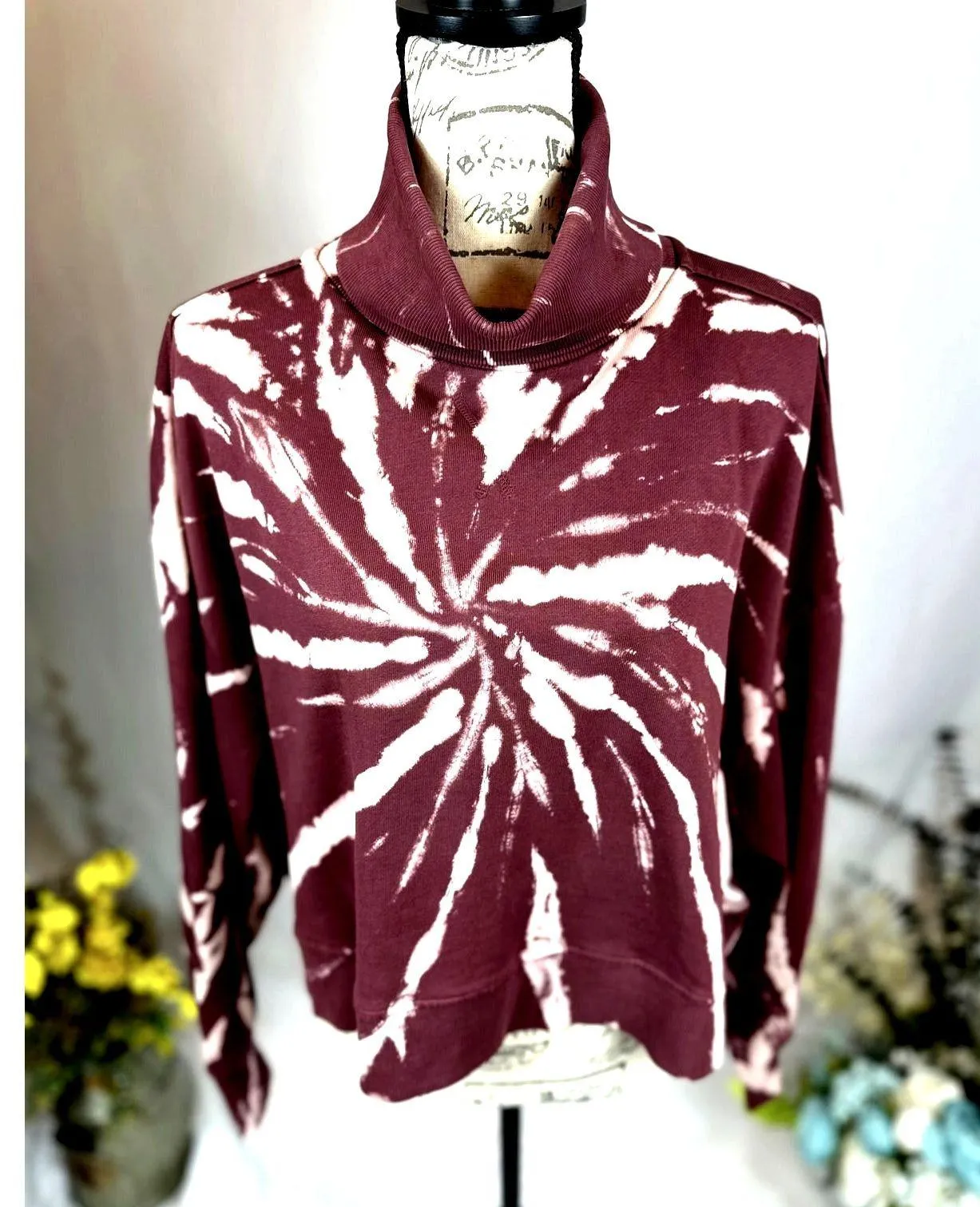 525 America Sprial Turtleneck Sweater Dropped Shoulder Maroon L Size L - Image 3