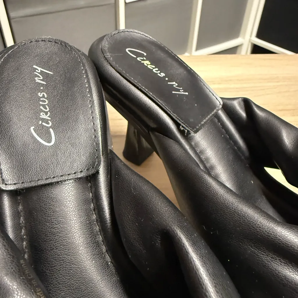 Circus NY by Sam Edelman Chic Black Square Toe Chunky Heeled Slade Sandals Size 7.5 - Image 10