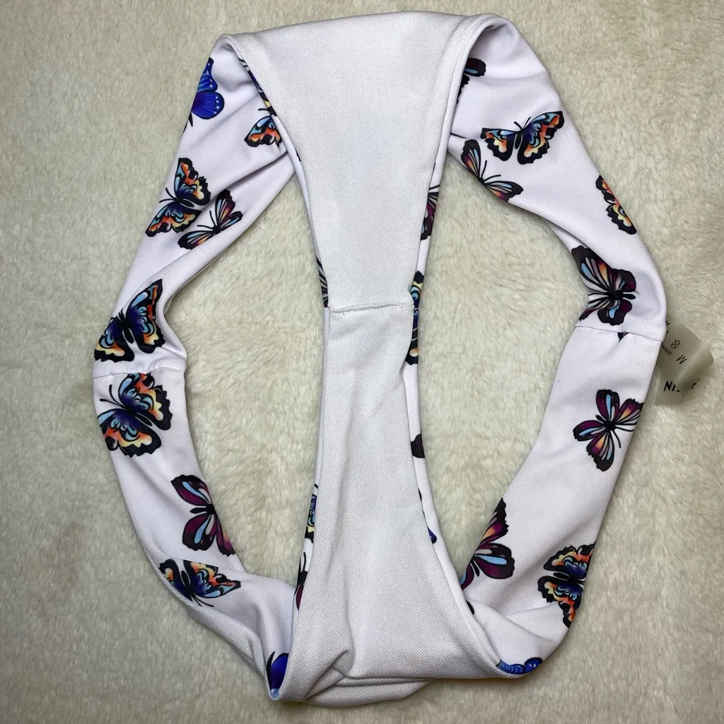 SHEIN White Butterfly High-Cut Bikini Medium EUC - Image 5