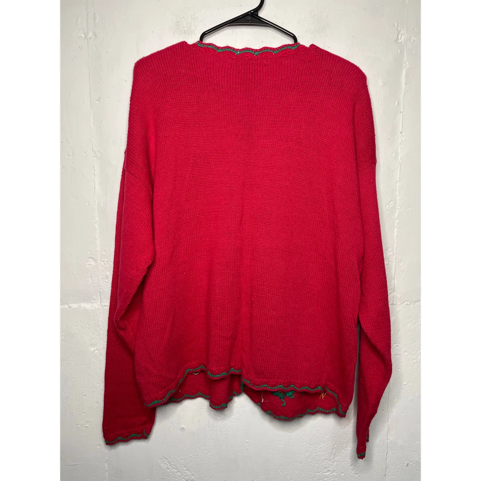 Work in Progress Red Knit Christmas Sweater Button Down Tree Size XL Womens - Image 7