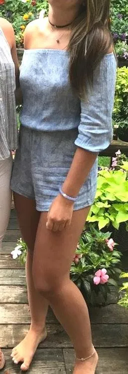 Blue Off The Shoulder Romper - Image 2