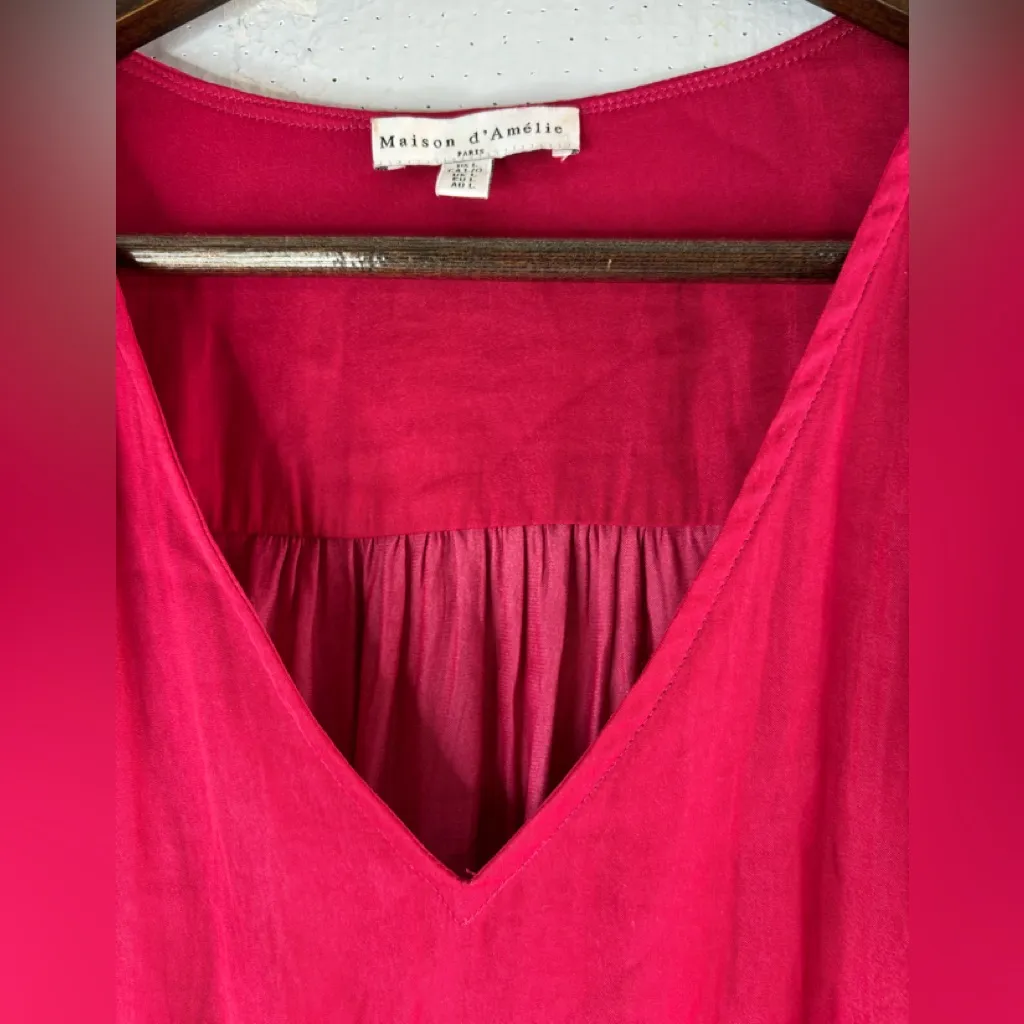Maison d'Amélie L Feminine Workwear or Dressy Blouse Top Red Size L - Image 3