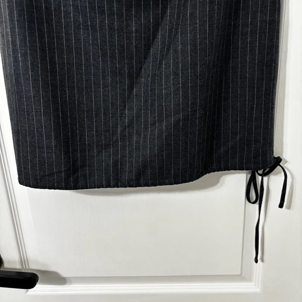 REFORMATION Booker Strapless Mini Dress Grey Pinstripe Size 6 - Image 3