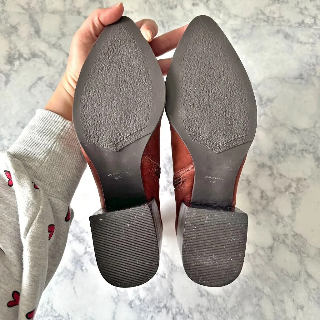 Matisse Victory Brick Leather Pointed Toe Booties Red Size 8.5 - Image 5