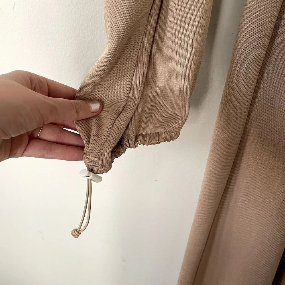 Zara w&b brown tan jumpsuit cutouts wide leg style breathable women size small - Image 3