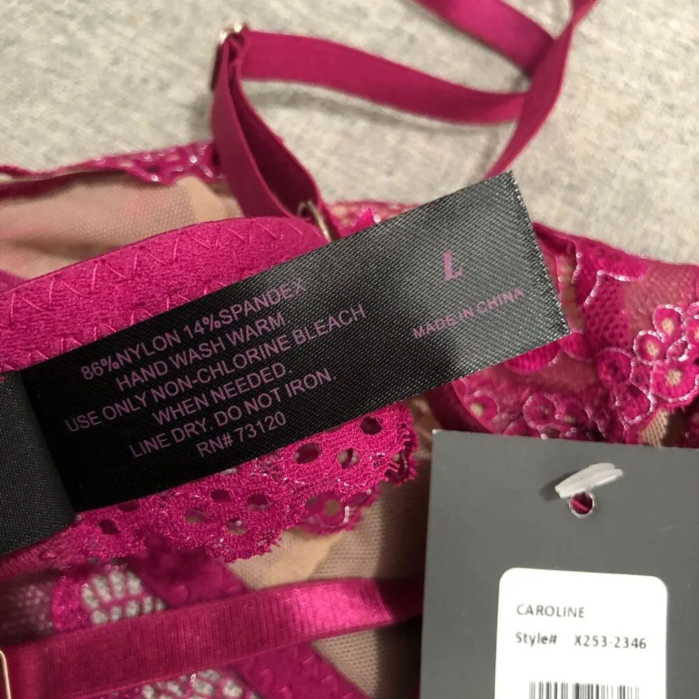 Frederick's of Hollywood Caroline Bralette Metallic Lace Triangle Purple L - Image 4