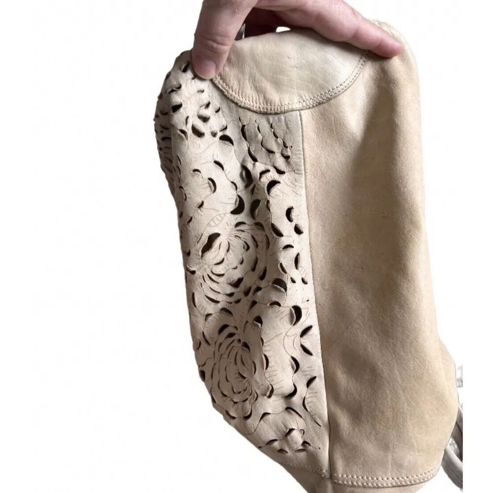 Vintage Errelleventidue Italian Leather Lazer Cut XL Handbag - Image 13