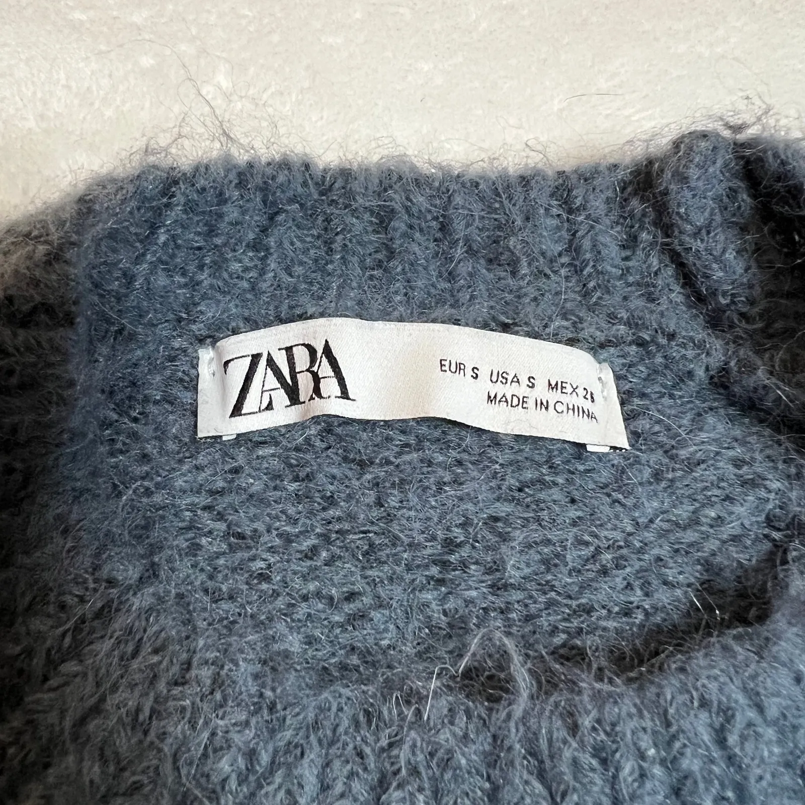 ZARA Crewneck Textured Knit Cropped Sweater Size Small Cozy Preppy Minimalist - Image 6