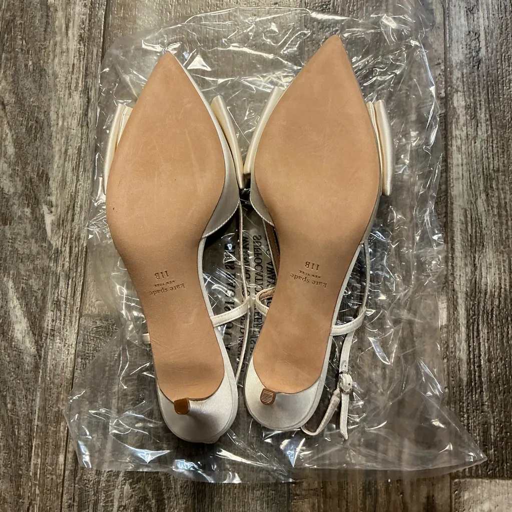Kate Spade Cream Bow Slingback Heels Size 11 - Image 7