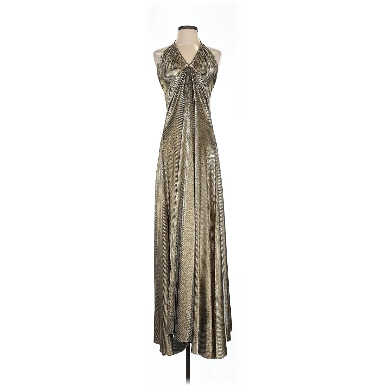 Show Me Your Mumu Paros Maxi Dress in Pleated Gold XS - Image 3