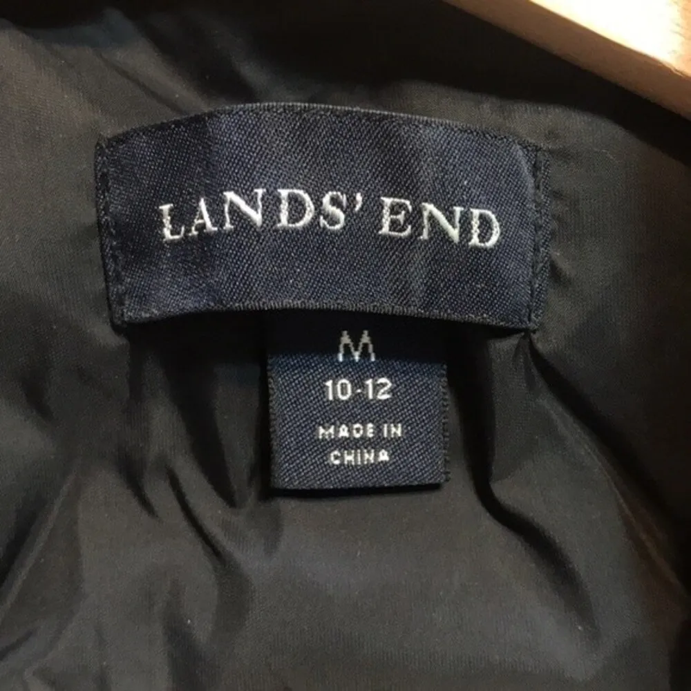 Lands end ladies black feather down puffer vest size medium - Image 11