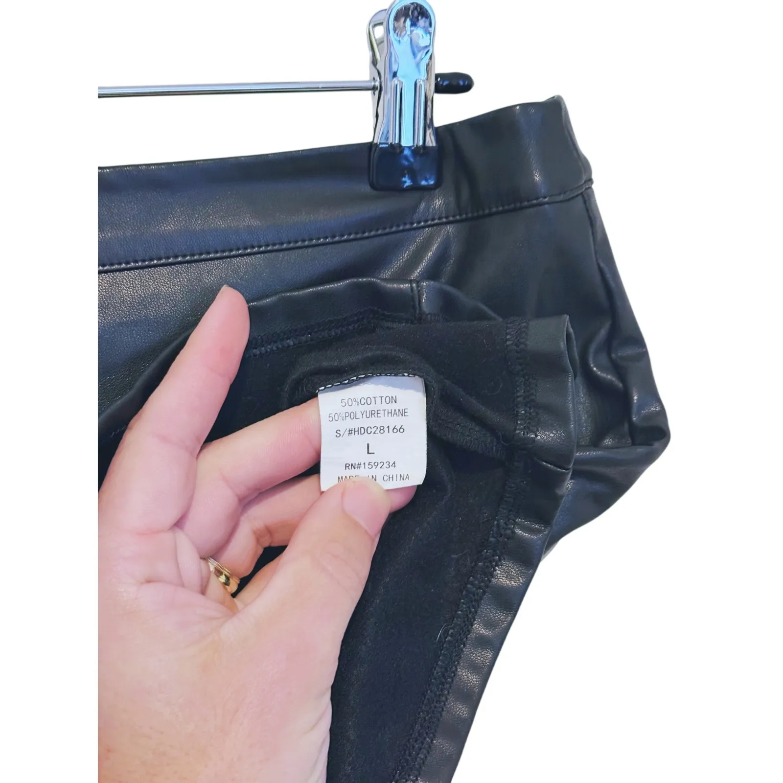 Y2K Hot & Delicious Rhinestone Vegan Leather Mini Skirt L Party Biker Retro Glam - Image 6