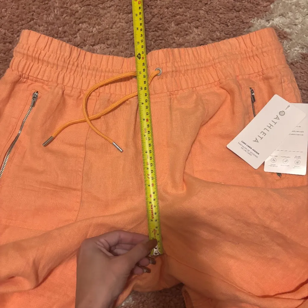 NWT ATHLETA Cabo Linen Jogger Pants Women's Size 14 Peach 530642 Soft Cozy Warm - Image 10