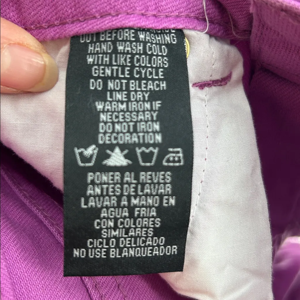 Baby Phat Purple Denim Shorts Size 10 Embroidered Pockets Y2K - Image 8