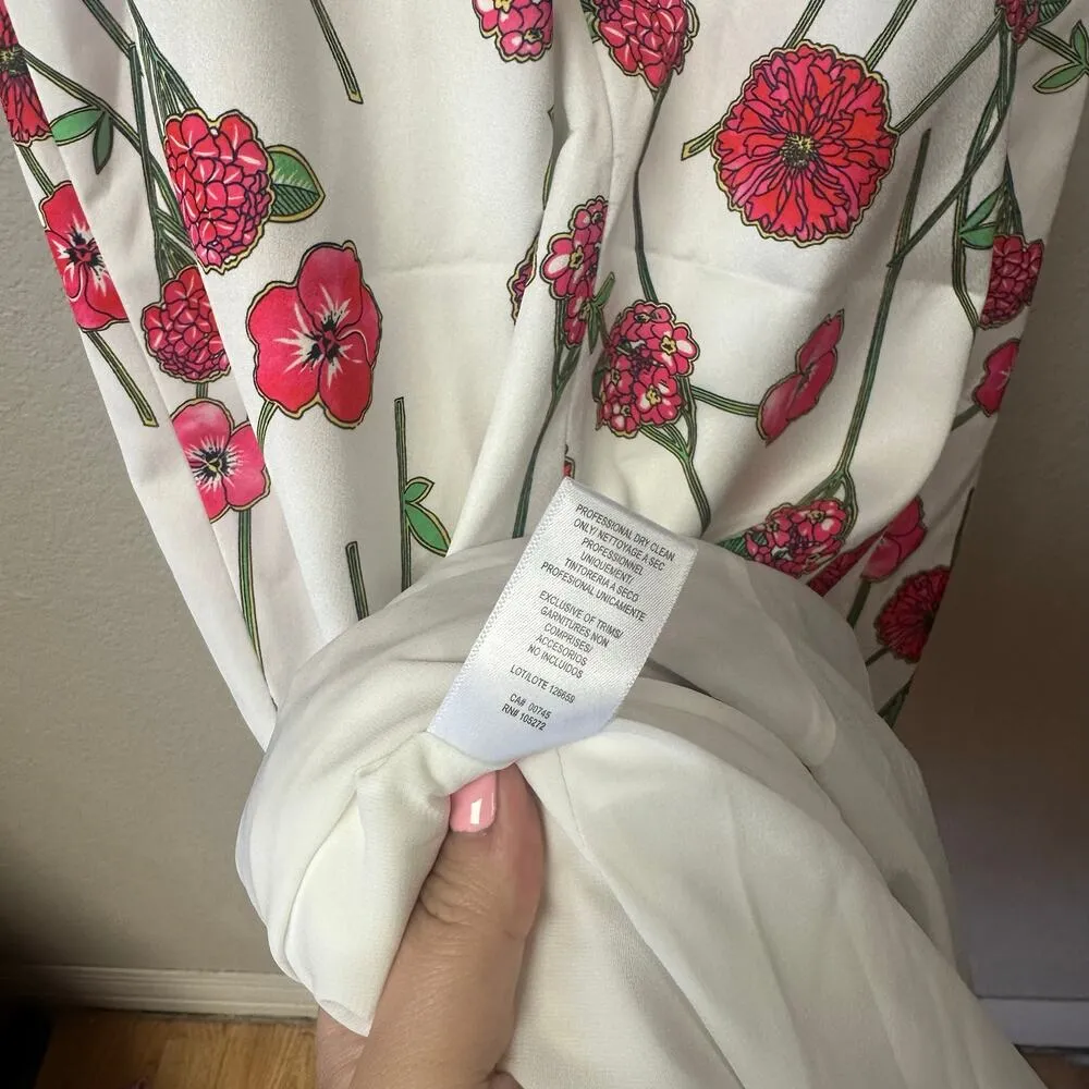 Amur Isabelle Halter Dress Dahlia Pink Bouquet Toss White Size 12 - Image 11