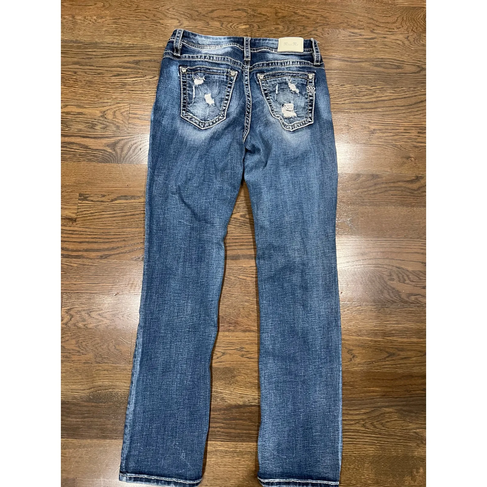 Miss Me Curvy Straight Jeans Size 29L Distressed Blue Denim Inseam 34 Women’s - Image 7