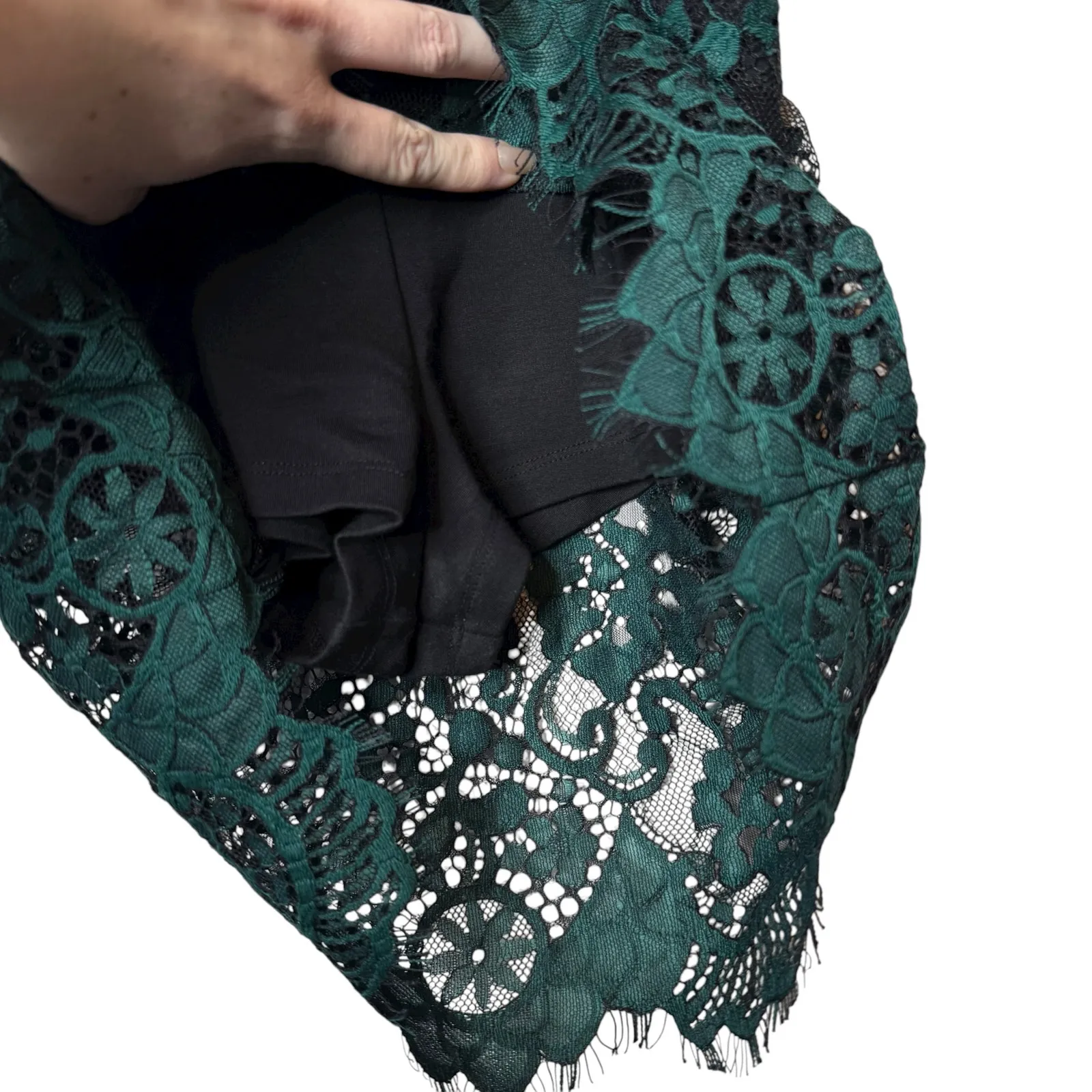 bebe‎ Lace Dress Romper "Cooper" Emerald Green Black - Image 7