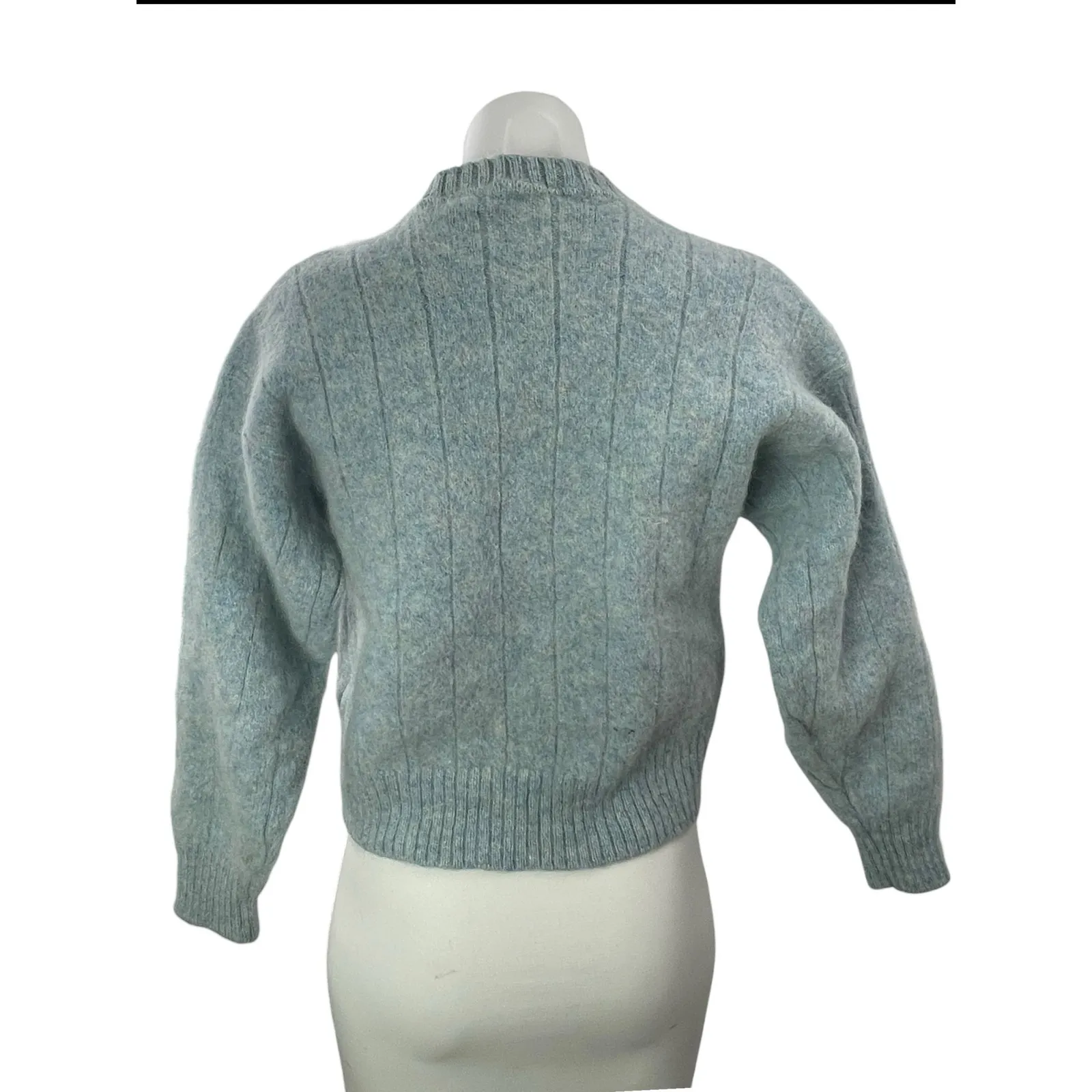 The Baggy Shag by Lord Jeff Blue Wool Long Sleeve Mock Neck Sweater Top Size XL - Image 2