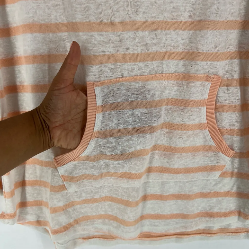 Earth Yoga Organic Cotton Blend Striped Hooded Pullover Lightweight Burnout White Size L - Image 7