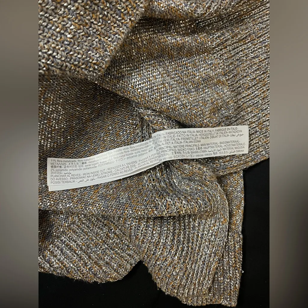 Massimo Dutti Women’s Gold Glitter Sweater Made In Italy Size Medium - Image 5