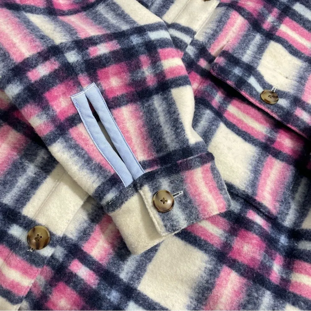 Vineyard Vines Brushed Shirt Jacket Size XS‎ Pink BlueOversized Plaid Shacket - Image 8
