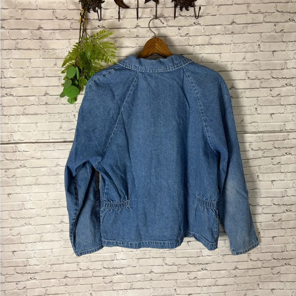 Vintage LA Blues Stiff Denim Lightweight Zipper Chore Jacket Blue Size L - Image 6