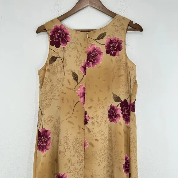 Vintage Laura Scott Floral Maxi Dress Sleeveless‎ Gold Purple Size S Grunge 90s - Image 3