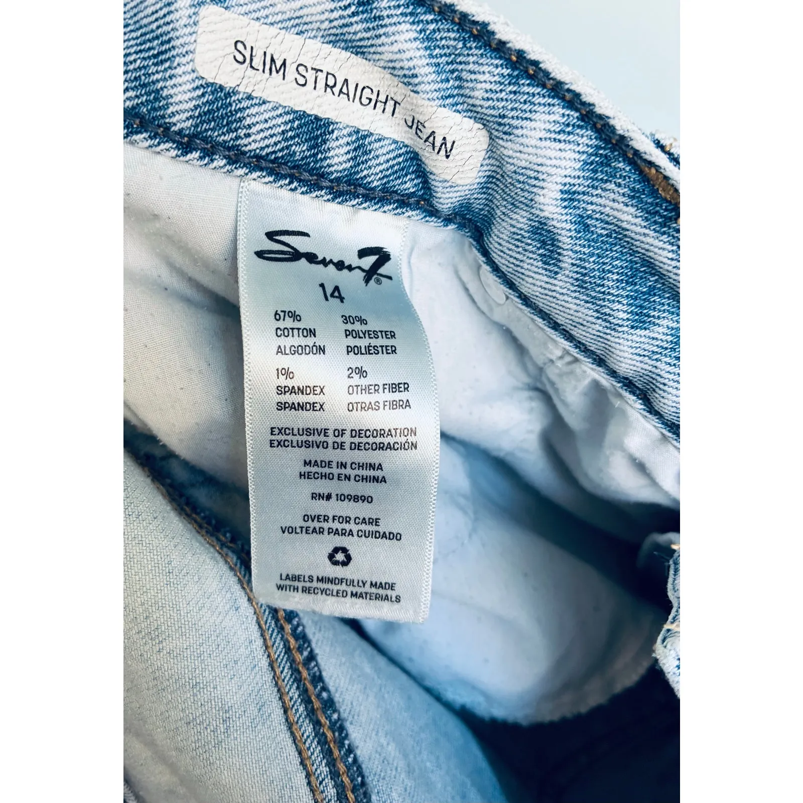 Seven7 Slim Straight Jean Light Wash Women's 14 - Image 5