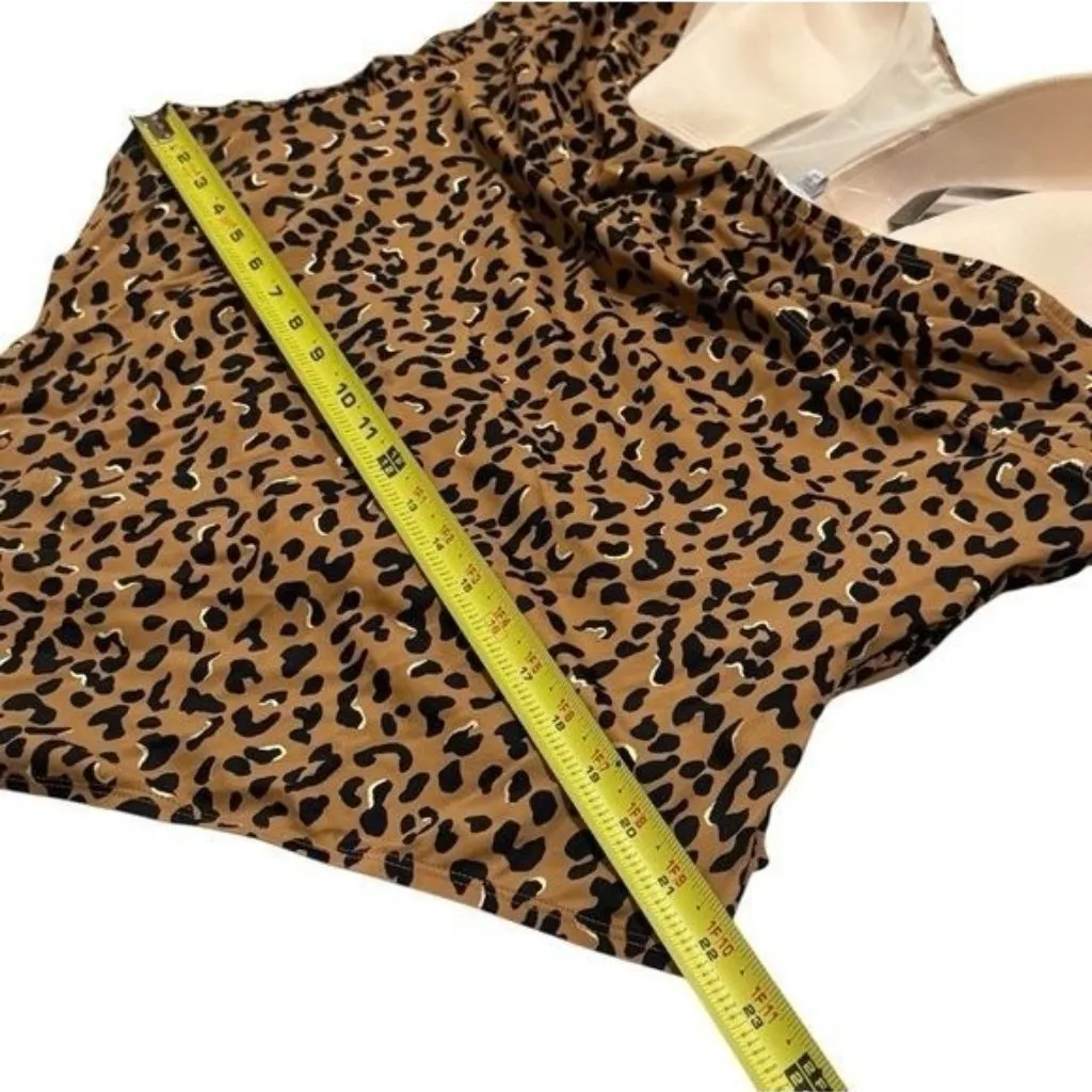 NEW Avenue Tan Black Gold Cheetah Print Halter One Piece Swim Resort Coastal 26W - Image 9