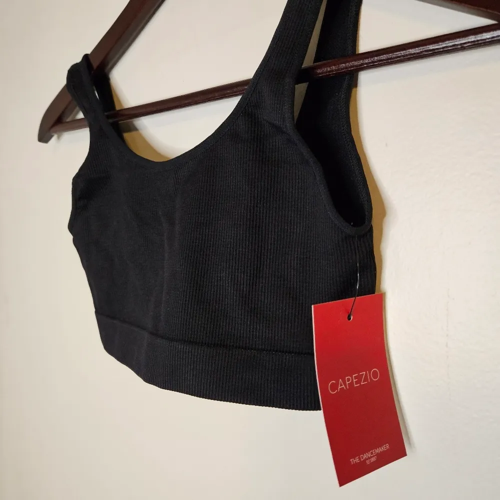 CAPEZIO Black Seamless Ribbed Bra Top Medium/Large Dance Activewear NWT Neutral - Image 3