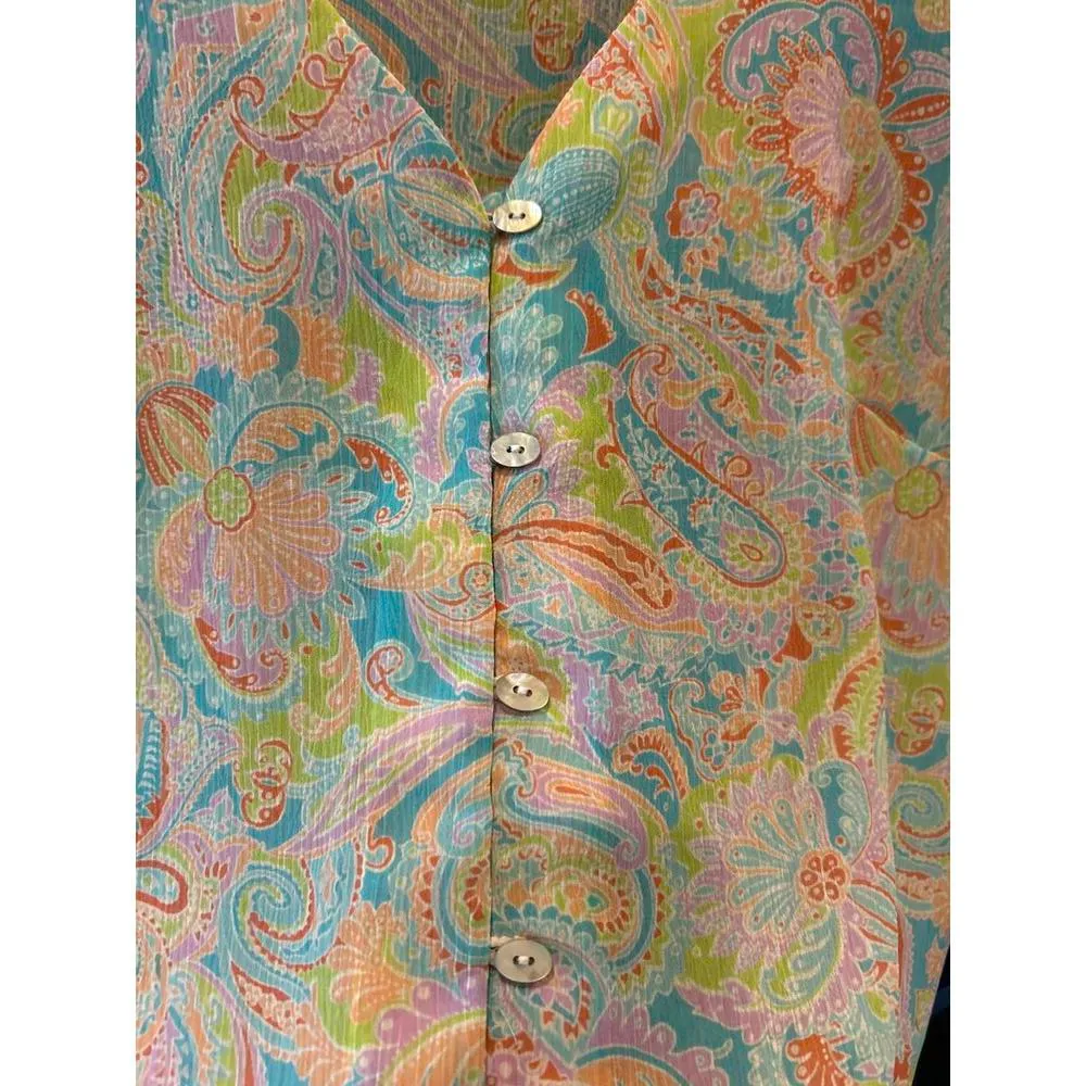 Crazy Horse Liz Claiborne Top & Maxi Skirt Sz Large Blue Paisley 2 Piece Set - Image 3