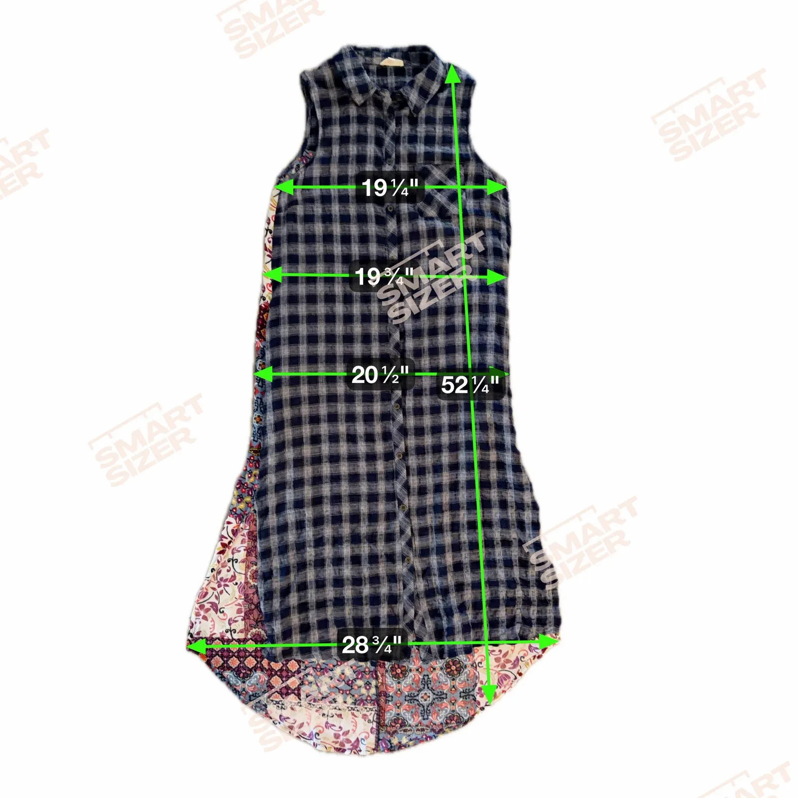 Oddi Women's Dress Plaid Patchwork Sleeveless Dress Button Shirtdress Large Oddy - Image 9