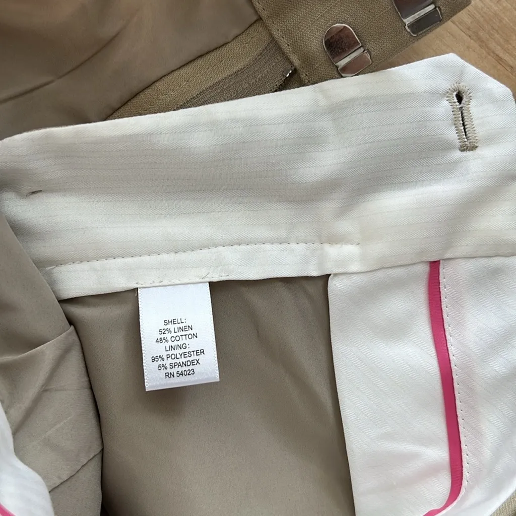 NWT Banana Republic Linen Cotton Jackson Fit Mid-Rise Tan Career Dress Pant, 8 - Image 11