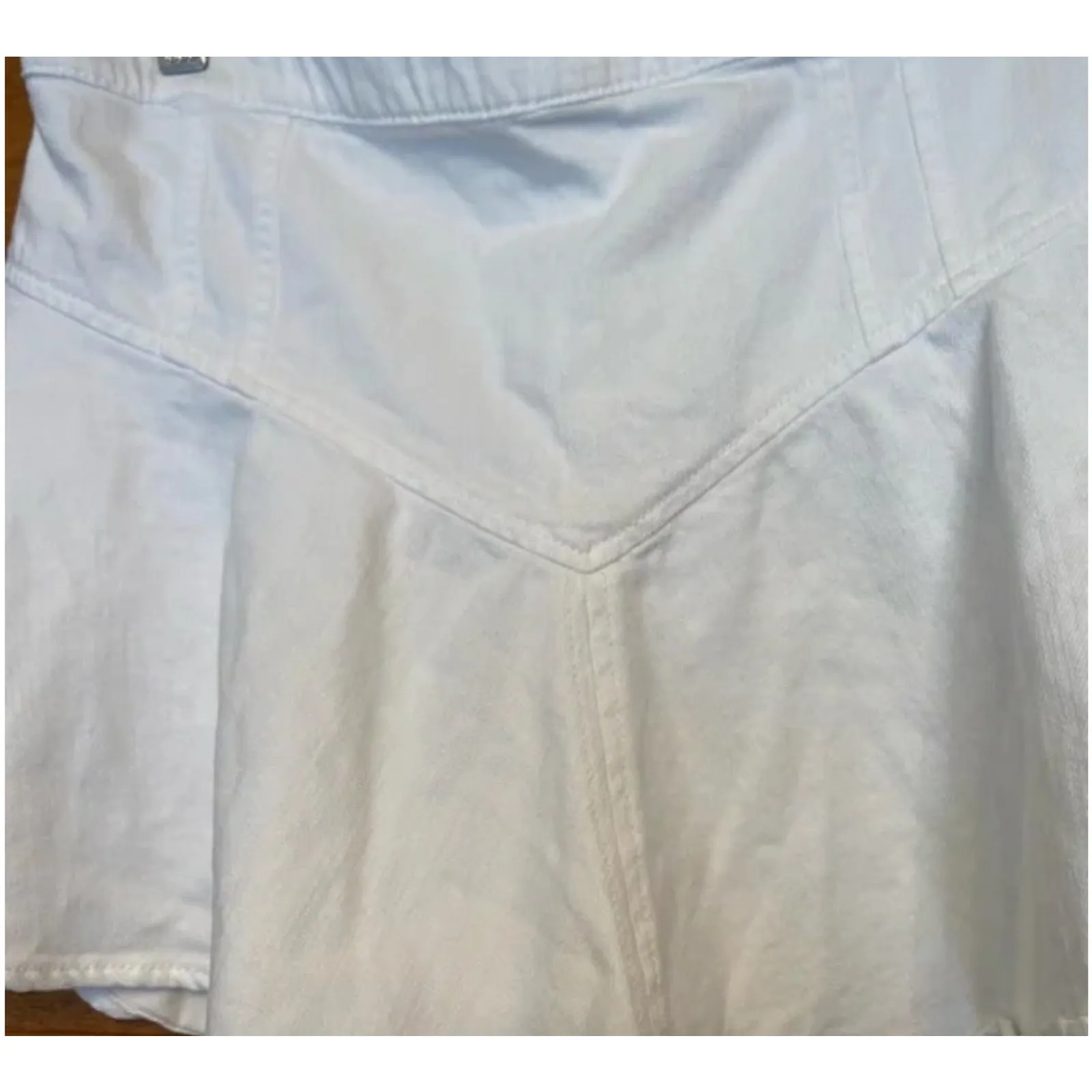 Aerie White Denim Size Small elastic waist flounce mini skirt NWT - Image 4