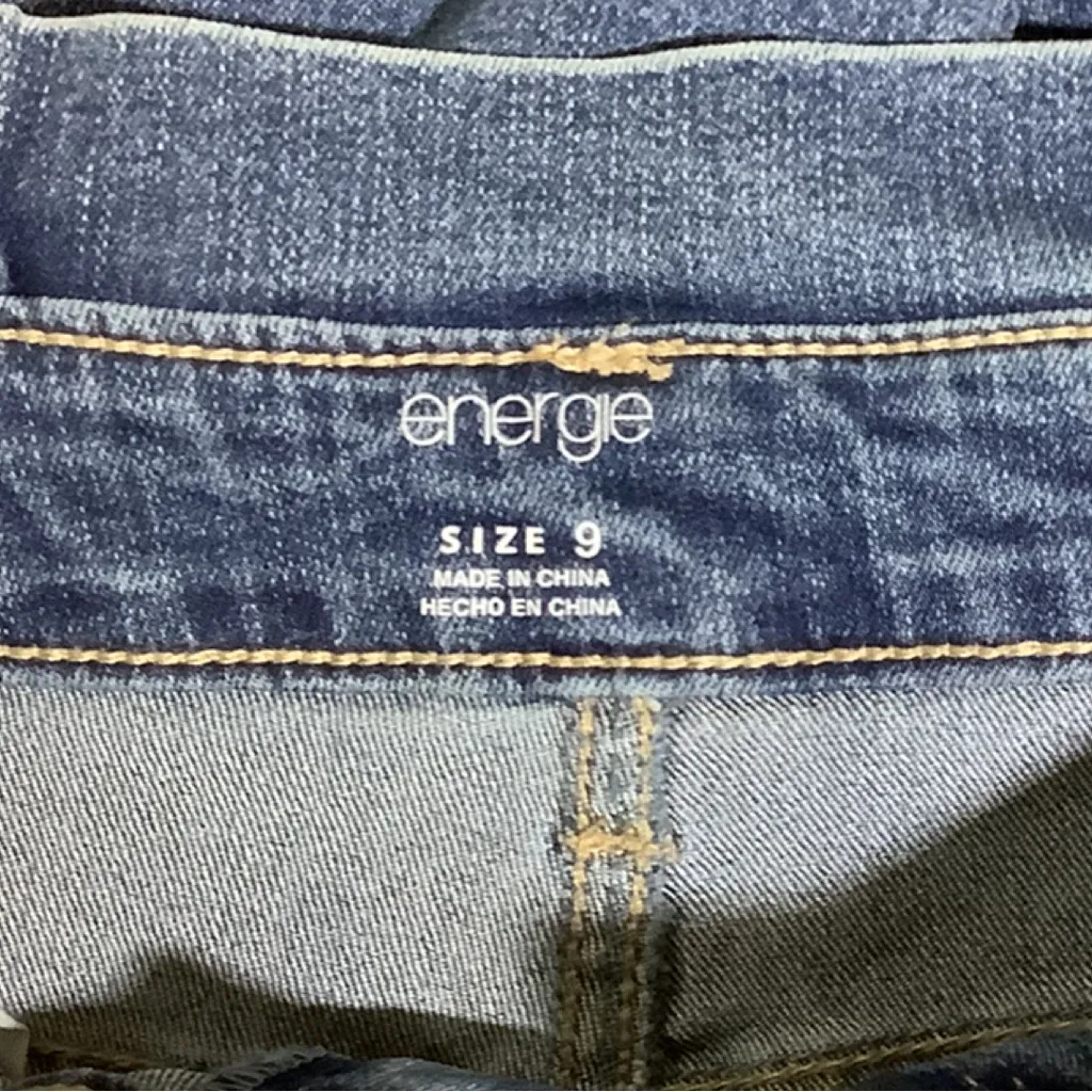 Woman’s ENERGIE Dark Blue Wash High Rise Straight Leg Paper Bag Waist Jeans Sz 9 - Image 3