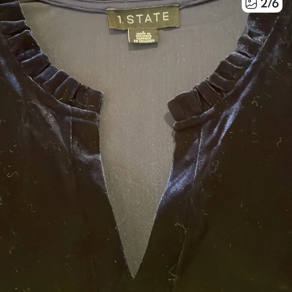 NWOT 1. State Sz L Navy Blue Boho Tier Skirt Baby Doll Holiday Cocktail Dress - Image 3