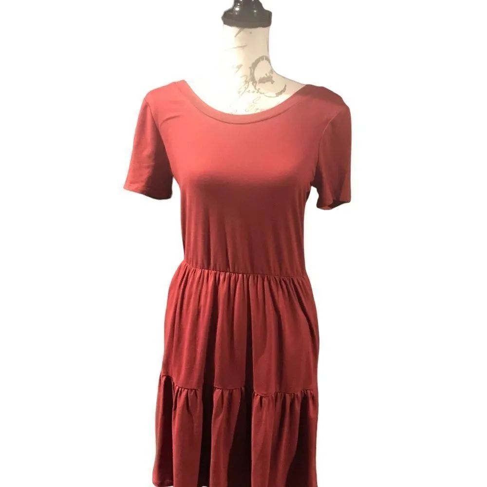 City Vibes Women's Dress Medium Burnt Red - Image 2