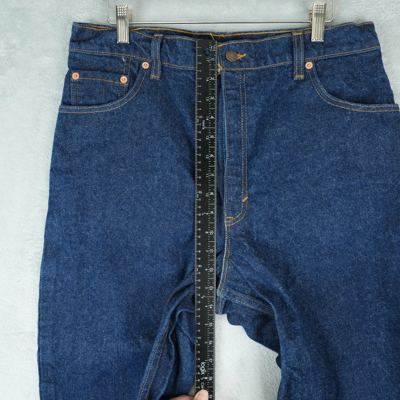 Vintage 90s Levis 551 Jeans Womens 14 Short Relaxed Fit Tapered Leg 1996 - Image 7