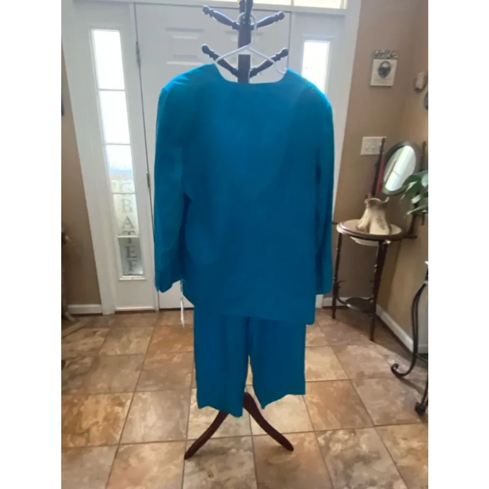 Women's Turquoise Patricia Magali Pantsuit Size 18 Blue - Image 8