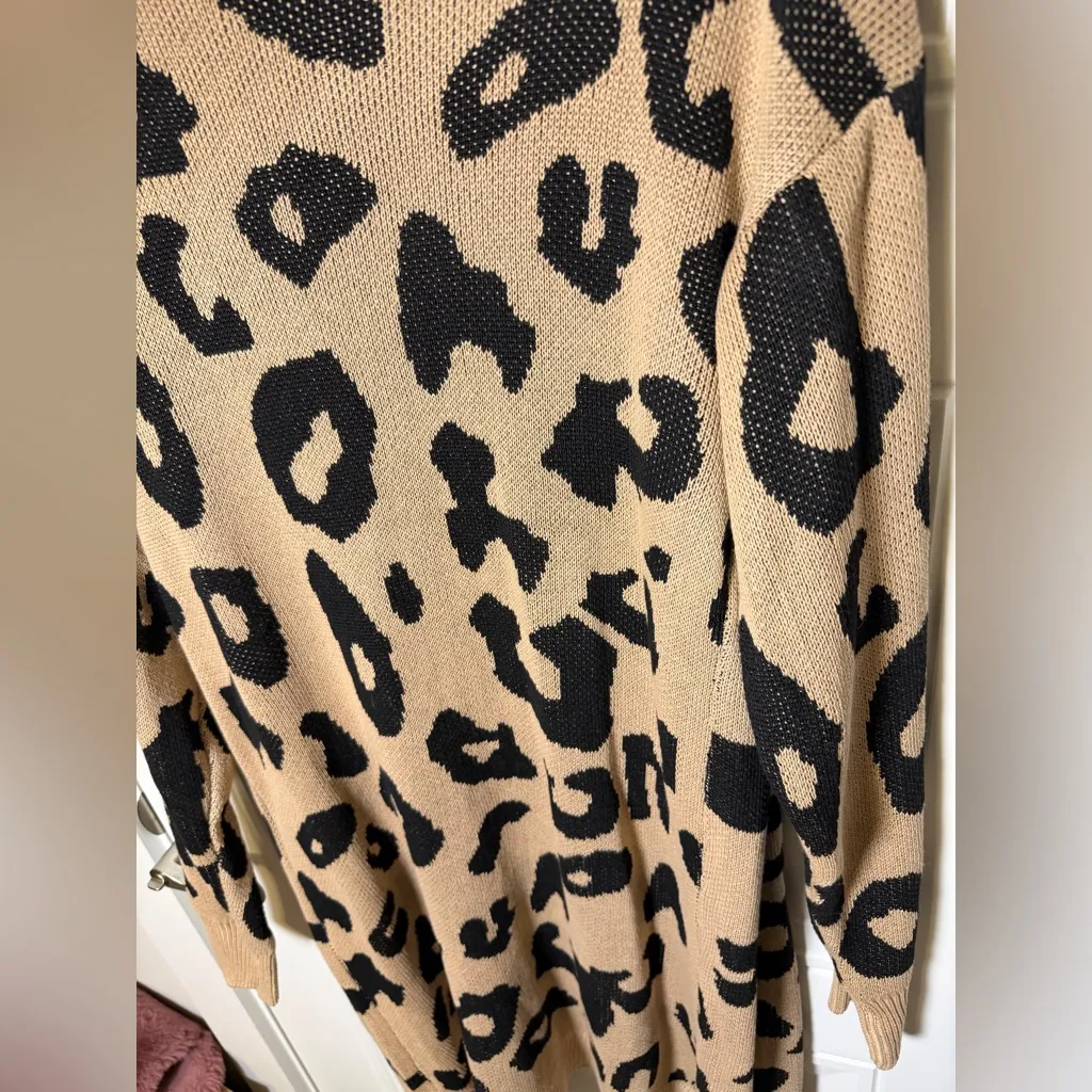 🐆 NWT Women’s Beige & Black Leopard Print Open-Front Cardigan – Size XL ✨ - Image 7