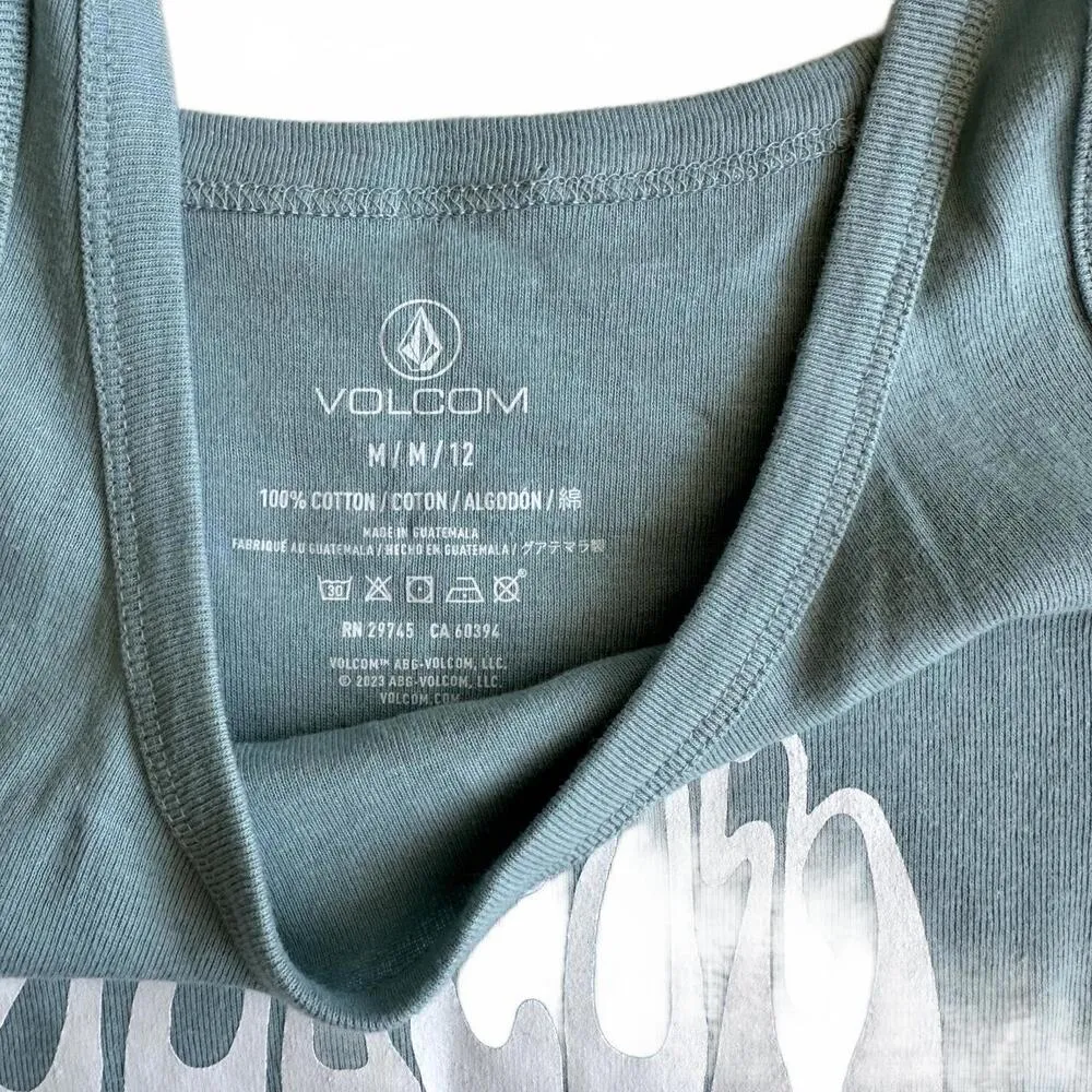Volcom Ice Plunge Cotton Graphic Tank SMOKE BLUE Baby Tee - Image 3