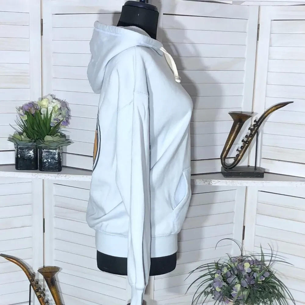 Billabong oversized cotton beach sweatshirt ocean surf orange blue hooded Sz S - Image 3