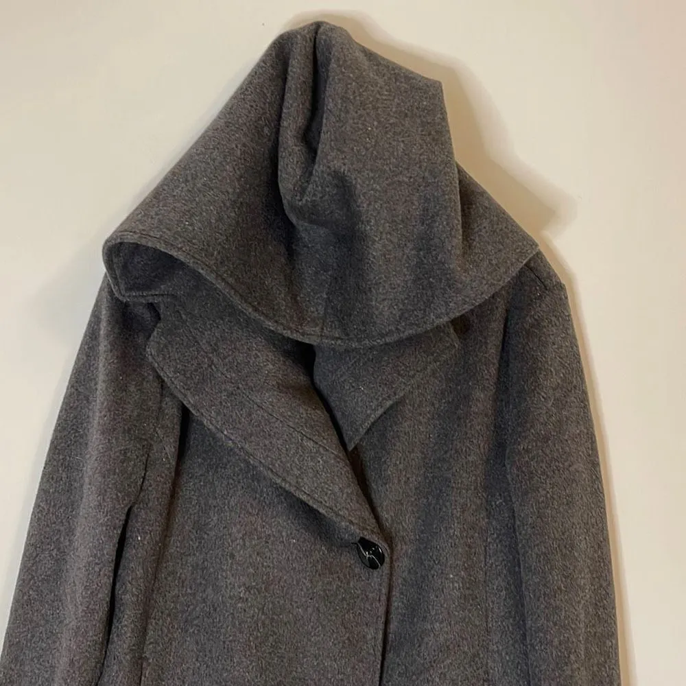 Sam Edelman Shawl Collar Hooded Wool‎ Blend Coat Charcoal Gray Size 14 - Image 3