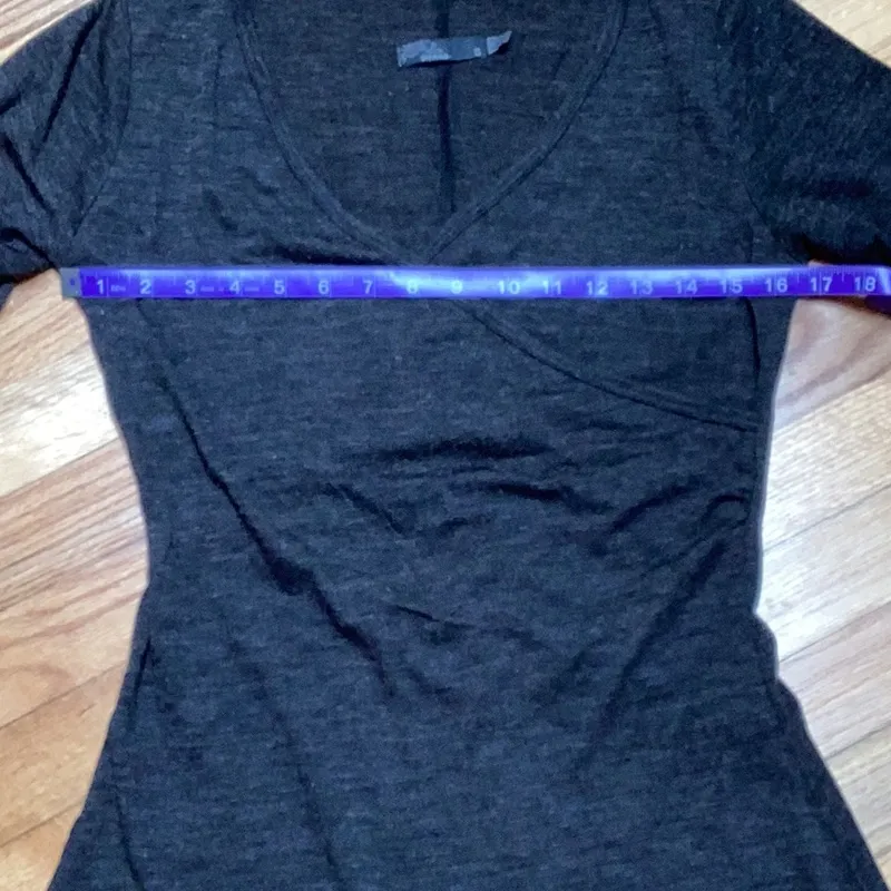 Prana Gray Nadia Wool Blend Lightweight Faux Wrap Front Dress Size small - Image 11