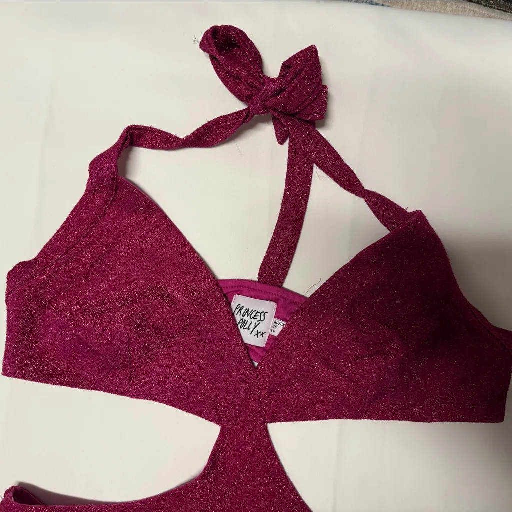 Princess Polly Vibrant Pink Cutout Halter Dress in Size 6 - Image 5
