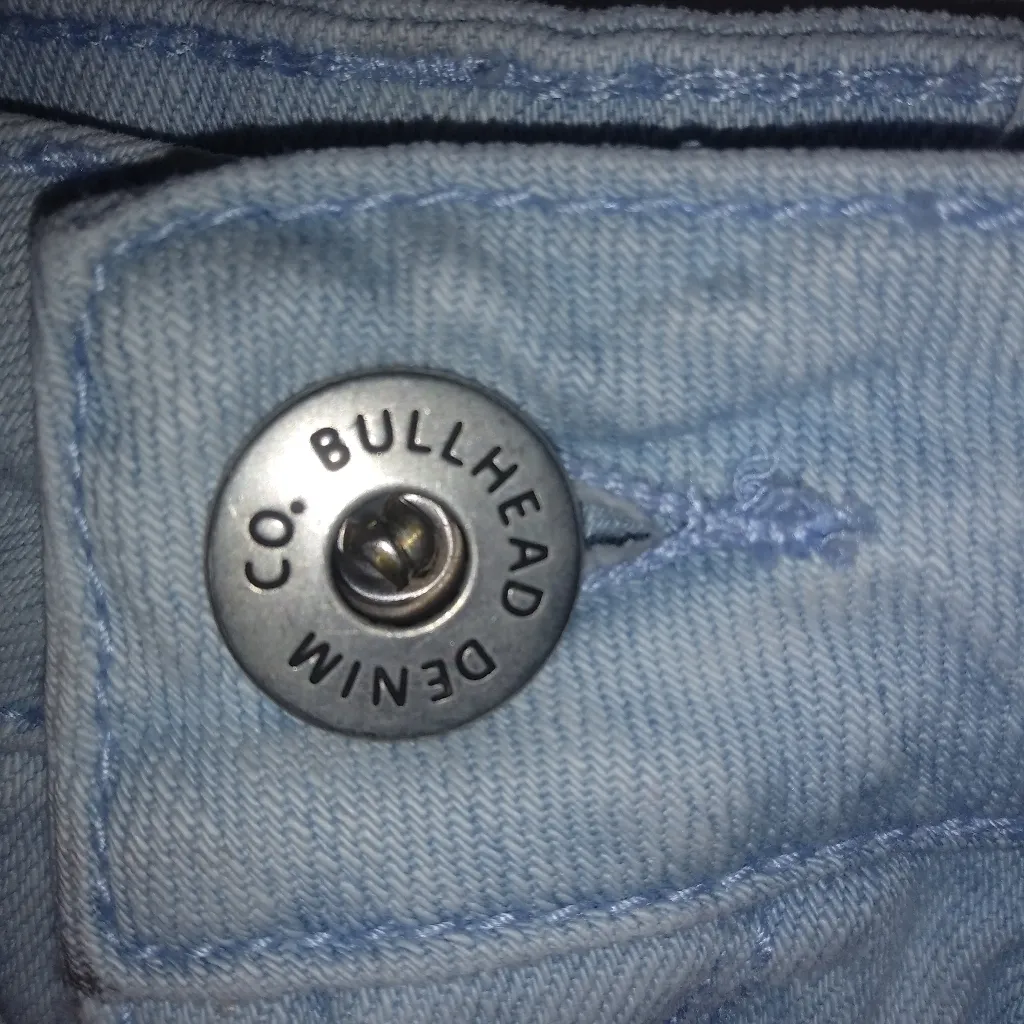 Bullhead 7 High Rise Lace Trim Light Wash 90s Jeans Shorts Blue Size undefined - Image 5