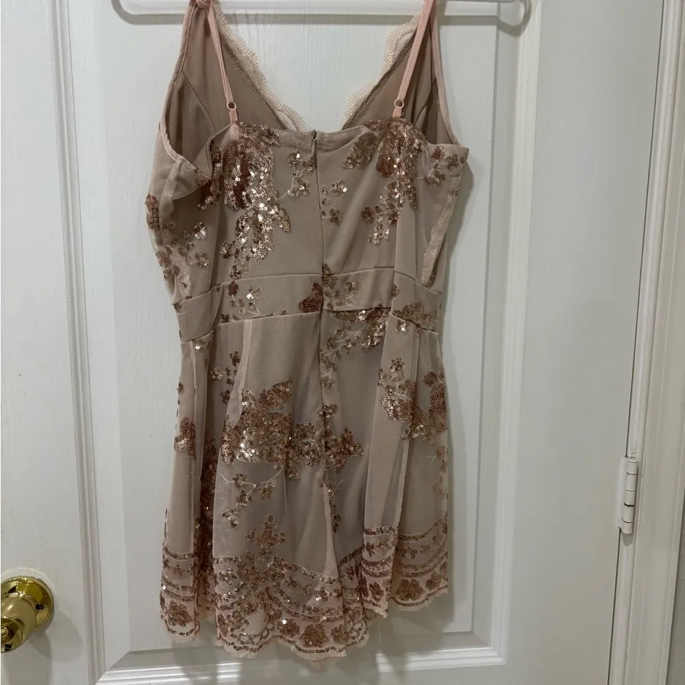 Gold Sequin Embellished Babydoll Jumpsuit - Image 3