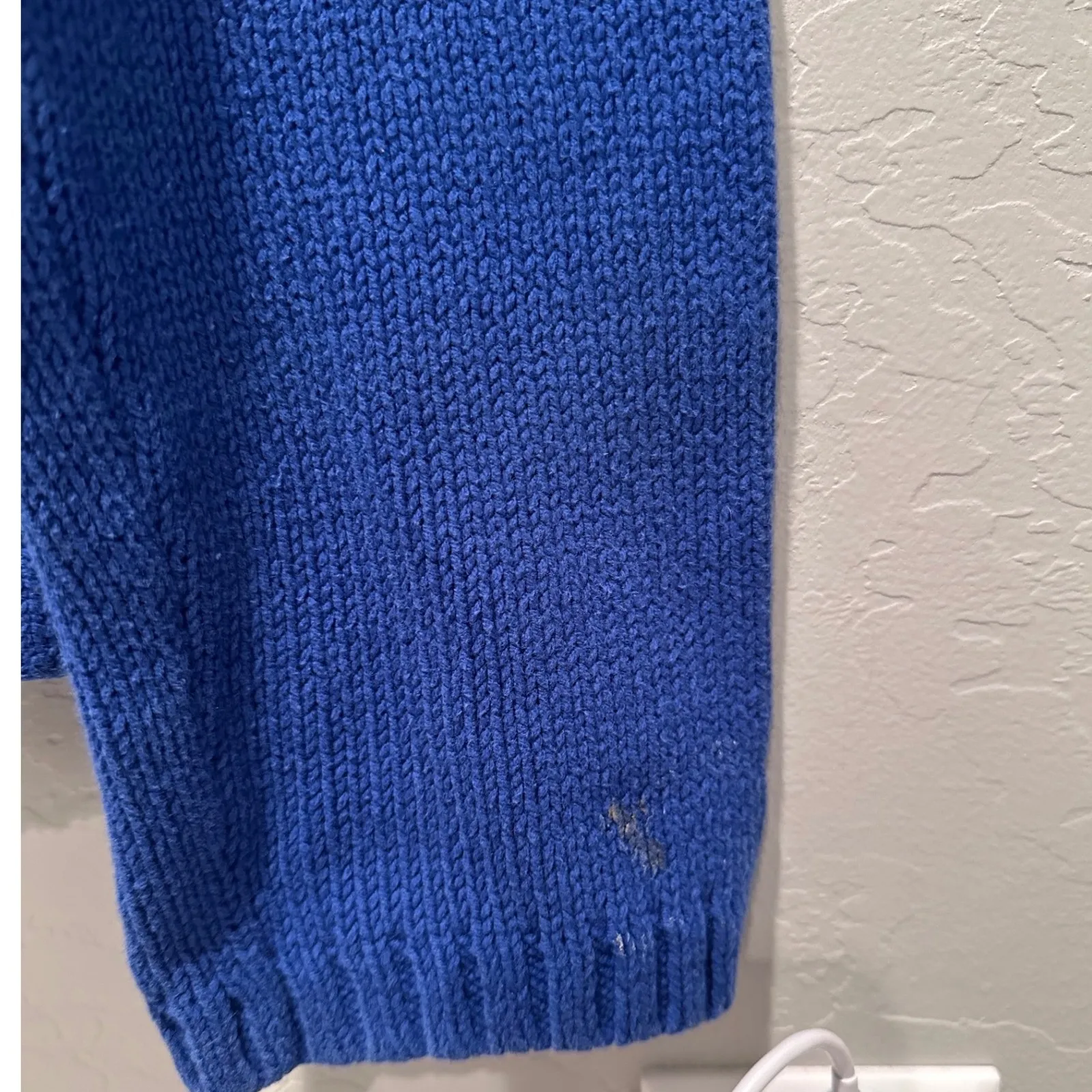 Vintage Talbots Blue White Striped Chunky Turtleneck Sweater Size XL Cotton - Image 5