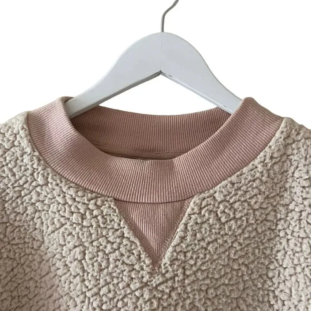 Who What Wear Women’s Sherpa Long Sleeves Sweatshirt Crewneck Brulee SZ XL - Image 2