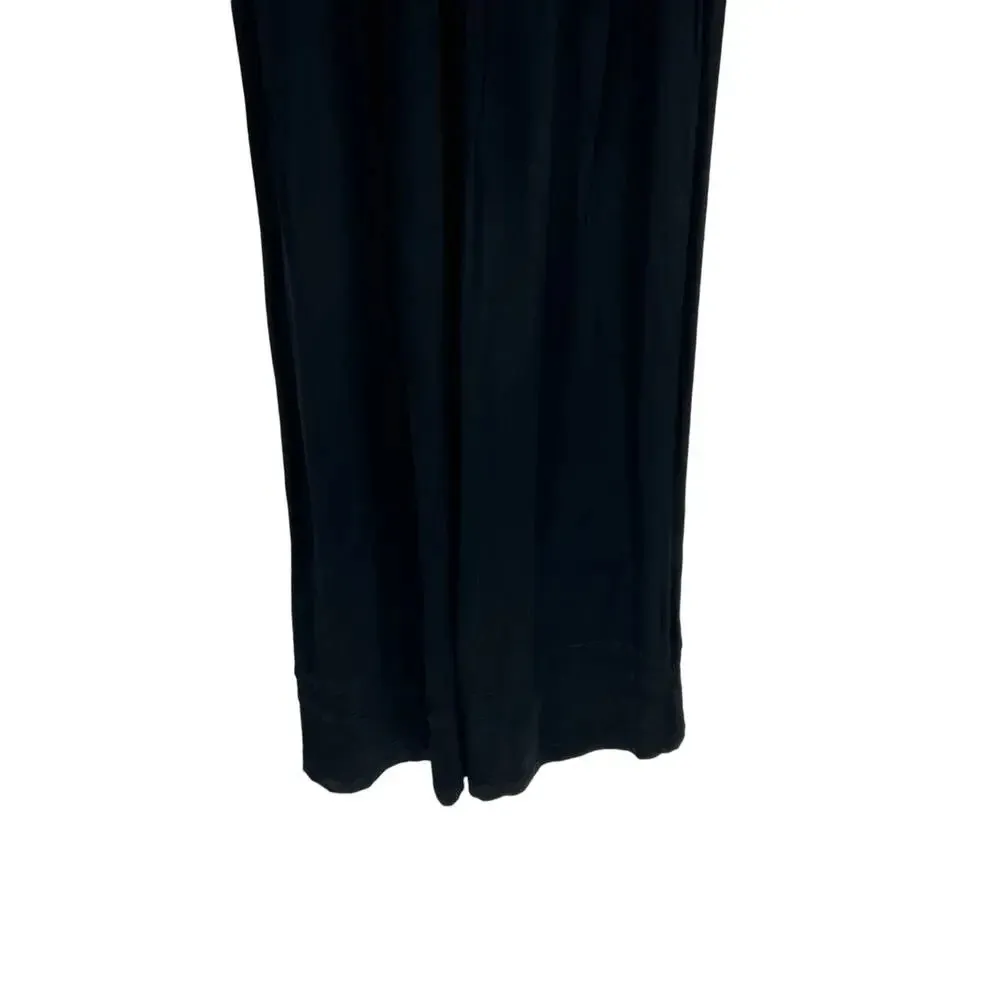 Anthropologie The Somerset Jumpsuit Black‎ Satin Wide Leg Short Sleeve Black XS - Image 11